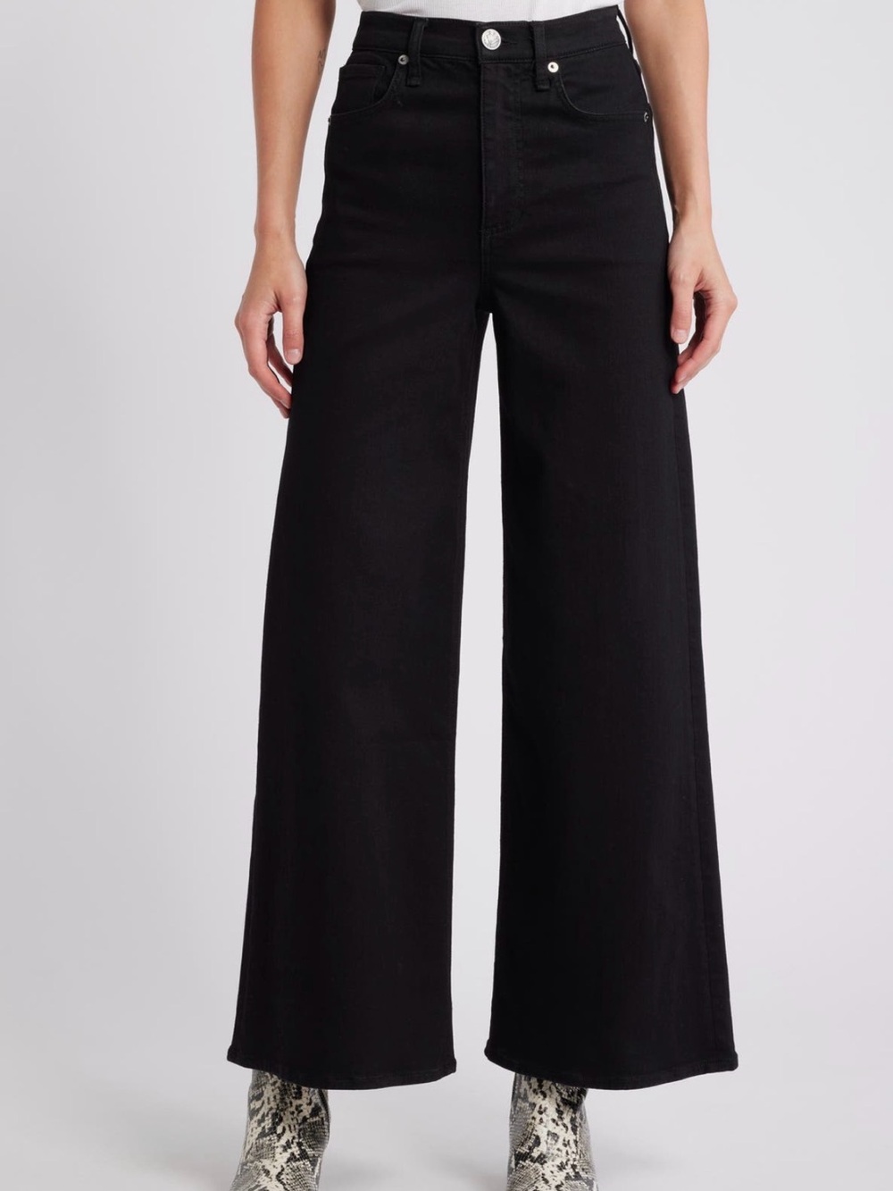 rag & bone Black High-Rise Wide-Leg Jeans